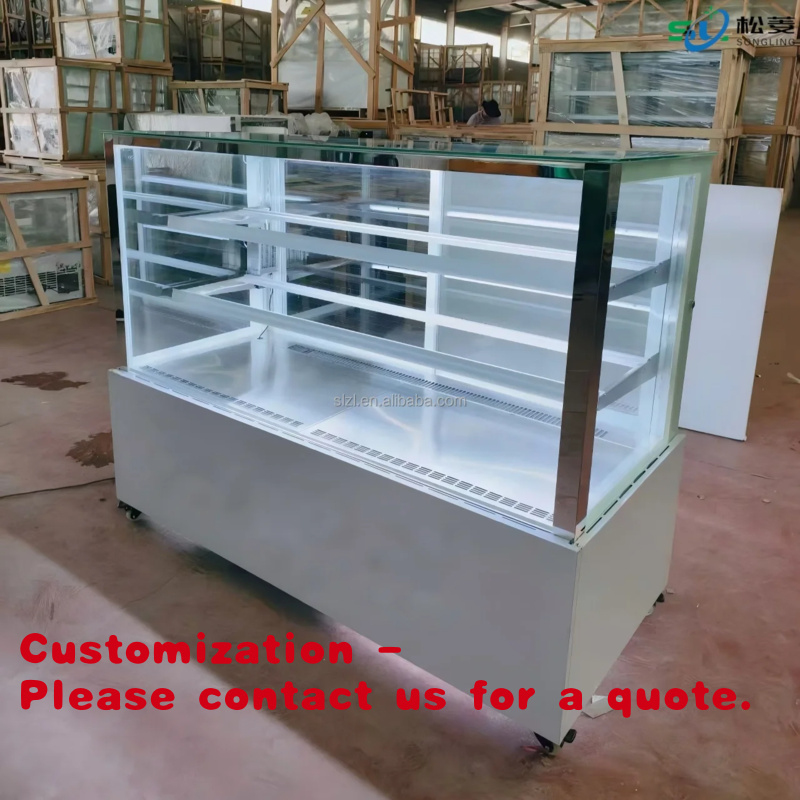 Refrigerated Display Case - カスタムモダン正方形ガラスケーキ陳列棚1500mm冷却フロストベーカリー冷蔵庫大理石ケーキ陳列冷蔵庫