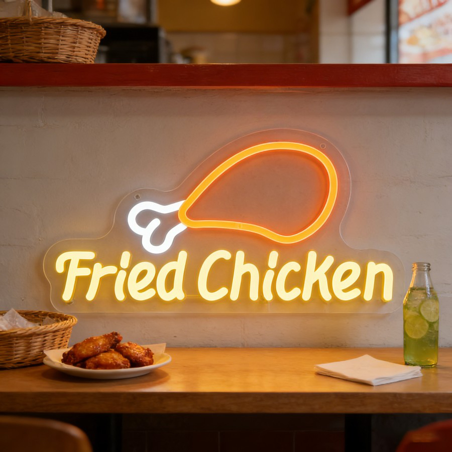 Commercial Kitchen Ideas - フライドチキンLEDネオンサイン レストランの壁 キッチン装飾用 USB調光可能 ファストフード店 ダイナー