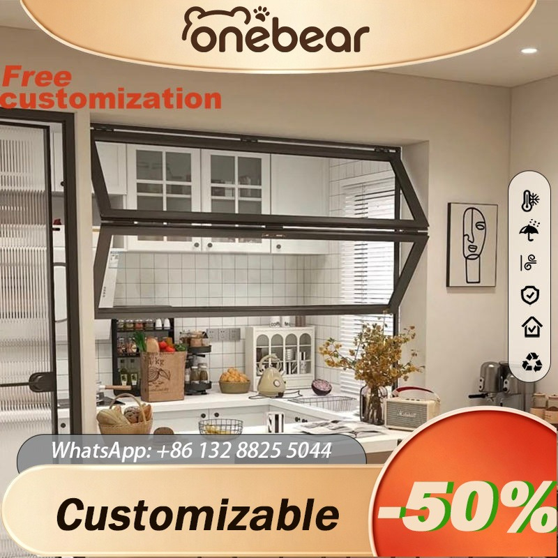 Commercial Kitchen Windows - 新しい商業用外装アルミ製縦型黒色二重折りたたみキッチンと屋外上下折りたたみガラス窓