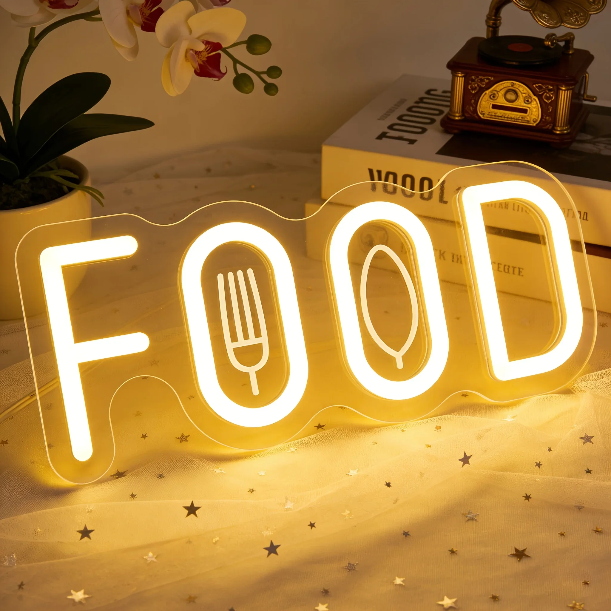 Commercial Kitchen Windows - 食品店の窓用ネオンサイン、調光可能なLEDネオンライト、フォークナイフ、ダイニングキッチン、ホームバー、カフェ、パーティーアートデコレーション用