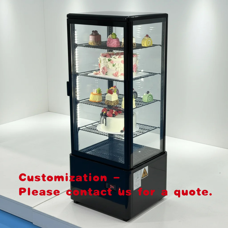 Refrigerated Display Case - カスタムアップライトグラス360 ° 冷蔵ケーキ陳列棚 ベーカリーデザート販売用プレゼンテーション 業務用冷蔵ショーケース