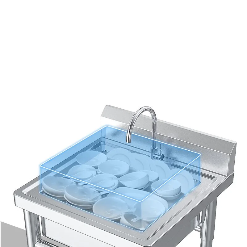 Commercial Kitchen Sink - キッチンシンク—業務用カフェテリアおよびレストラン向け二槽式201ステンレス製食器洗い・野菜洗い用（カスタマイズ可能）