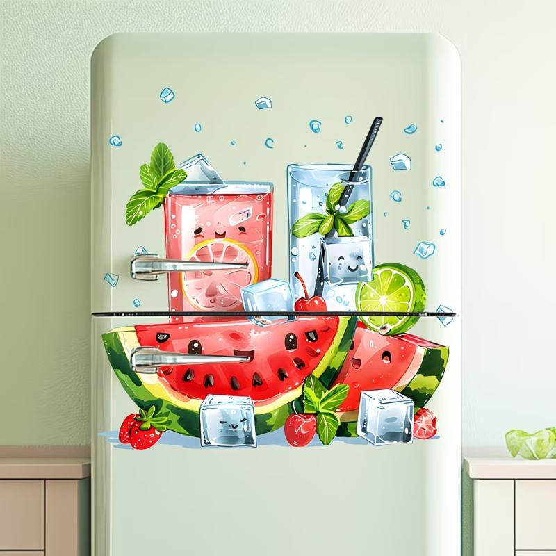 Commercial Kitchen Fridge - 新しいクールな夏のスイカドリンクウォールステッカーキッチン冷蔵庫デカール自己粘着防水リムーバブル家の装飾