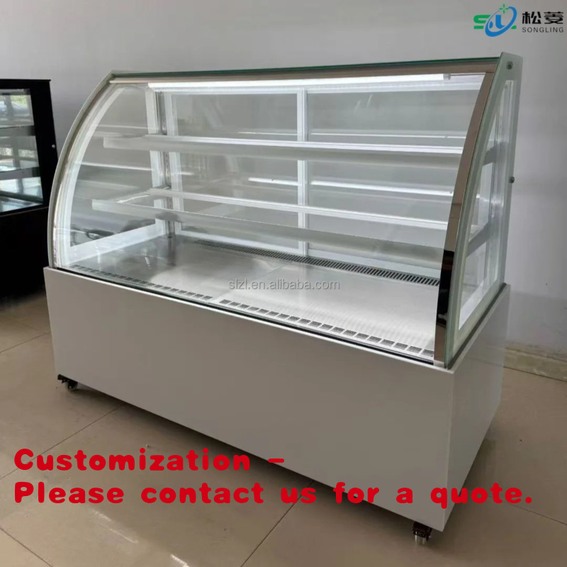 Refrigerated Display Case - カスタムステンレス製ケーキショーケース冷却ペストリーディスプレイチラー加熱線曇り止めガラスドアクーラー