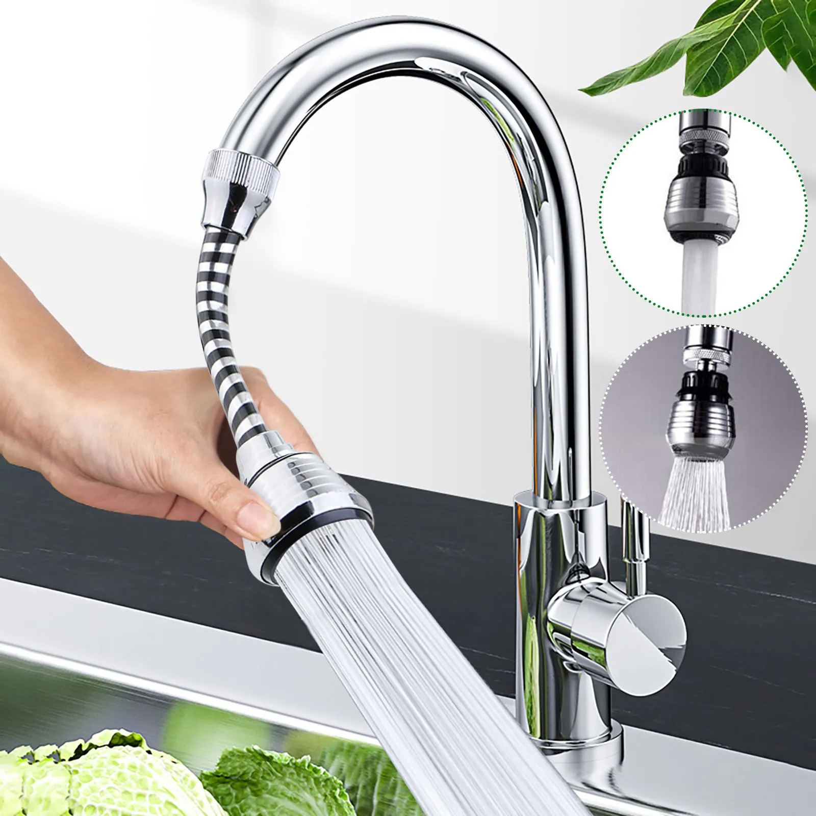 Commercial Kitchen Tap - 360 度調整蛇口延長チューブ節水ノズルフィルターキッチン水道蛇口節水シンク蛇口浴室