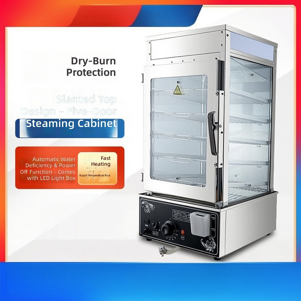 Commercial Steamer Cabinet - 5段式電気餃子蒸し器、業務用包子饅頭機、自動蒸しキャビネット、急速冷凍饅頭調理装置