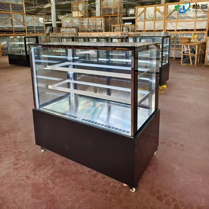 カスタムモダン正方形ガラスケーキ陳列棚1500mm冷却フロス - Refrigerated Display Case のレビューと価格