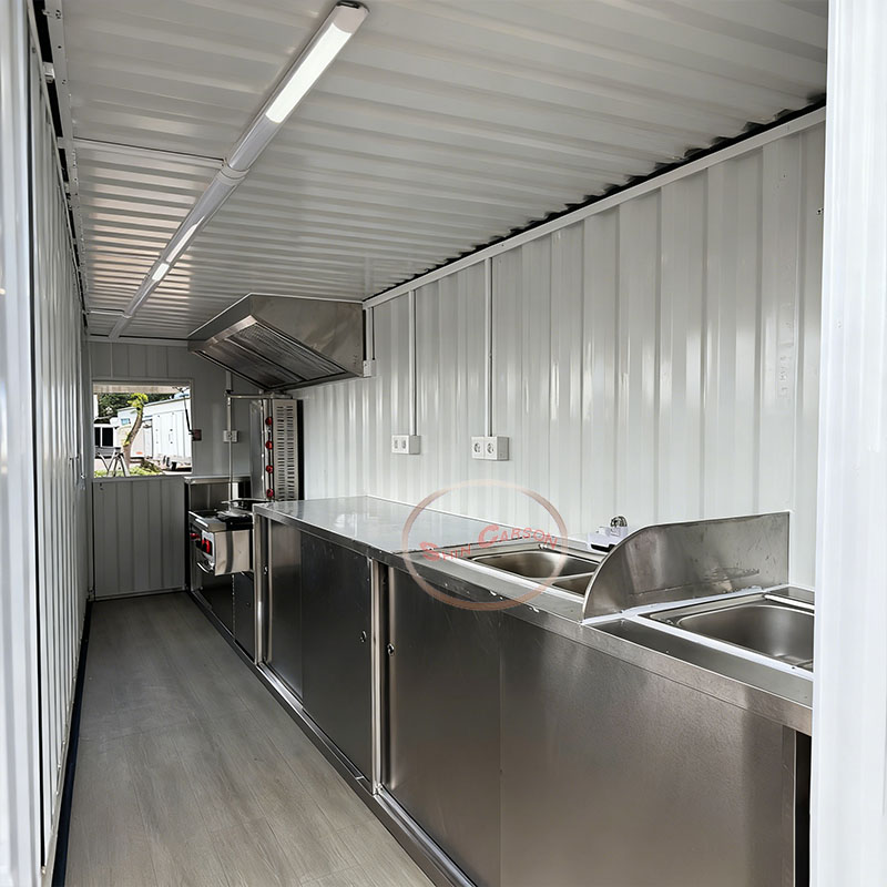 紫色の商業用食品販売トレーラー、二重窓付き移動式キッチンケー - Commercial Kitchen Windows のレビューと価格