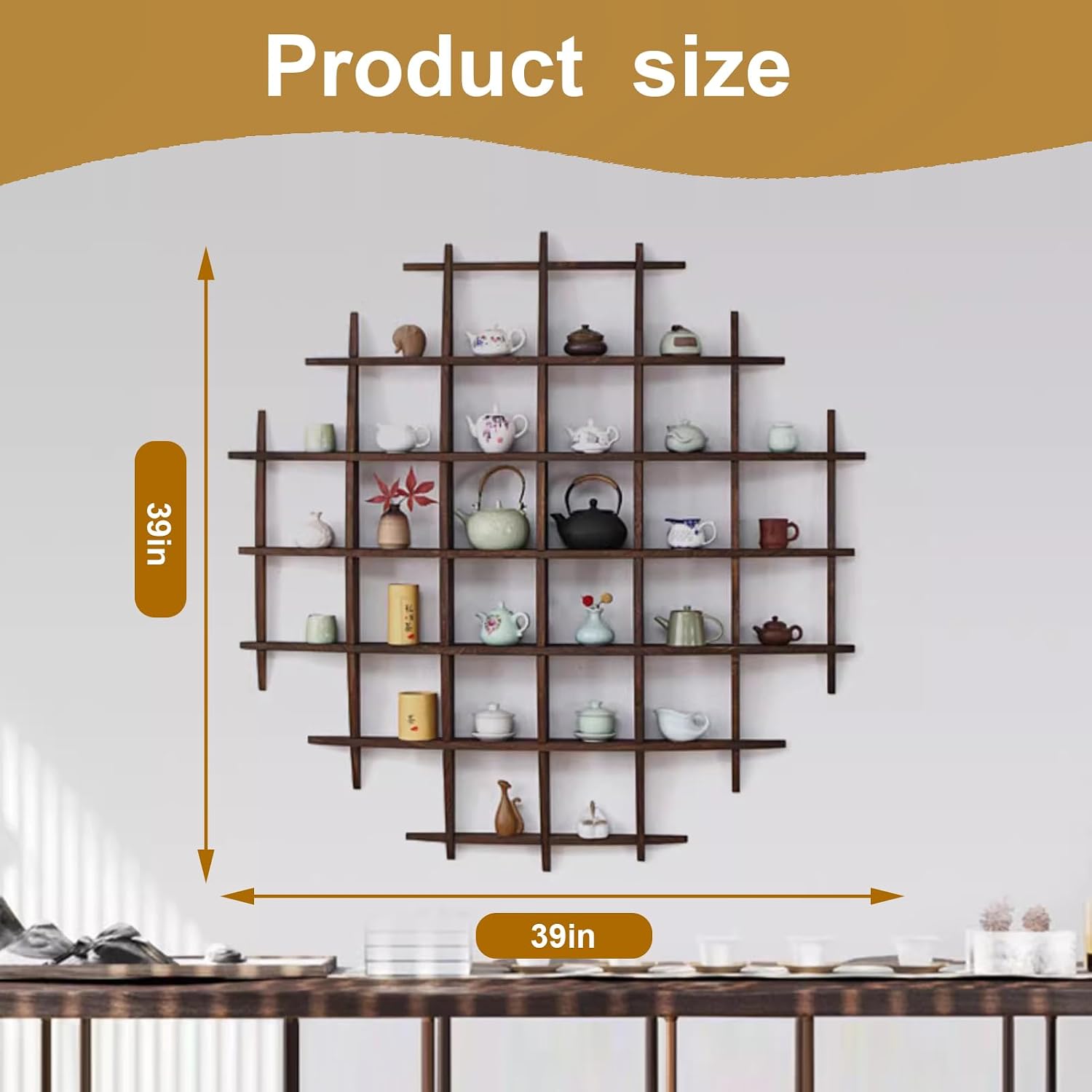 無垢材中国茶カップホルダー壁掛けティーポットディスプレイスタ - Commercial Kitchen Wall のレビューと価格