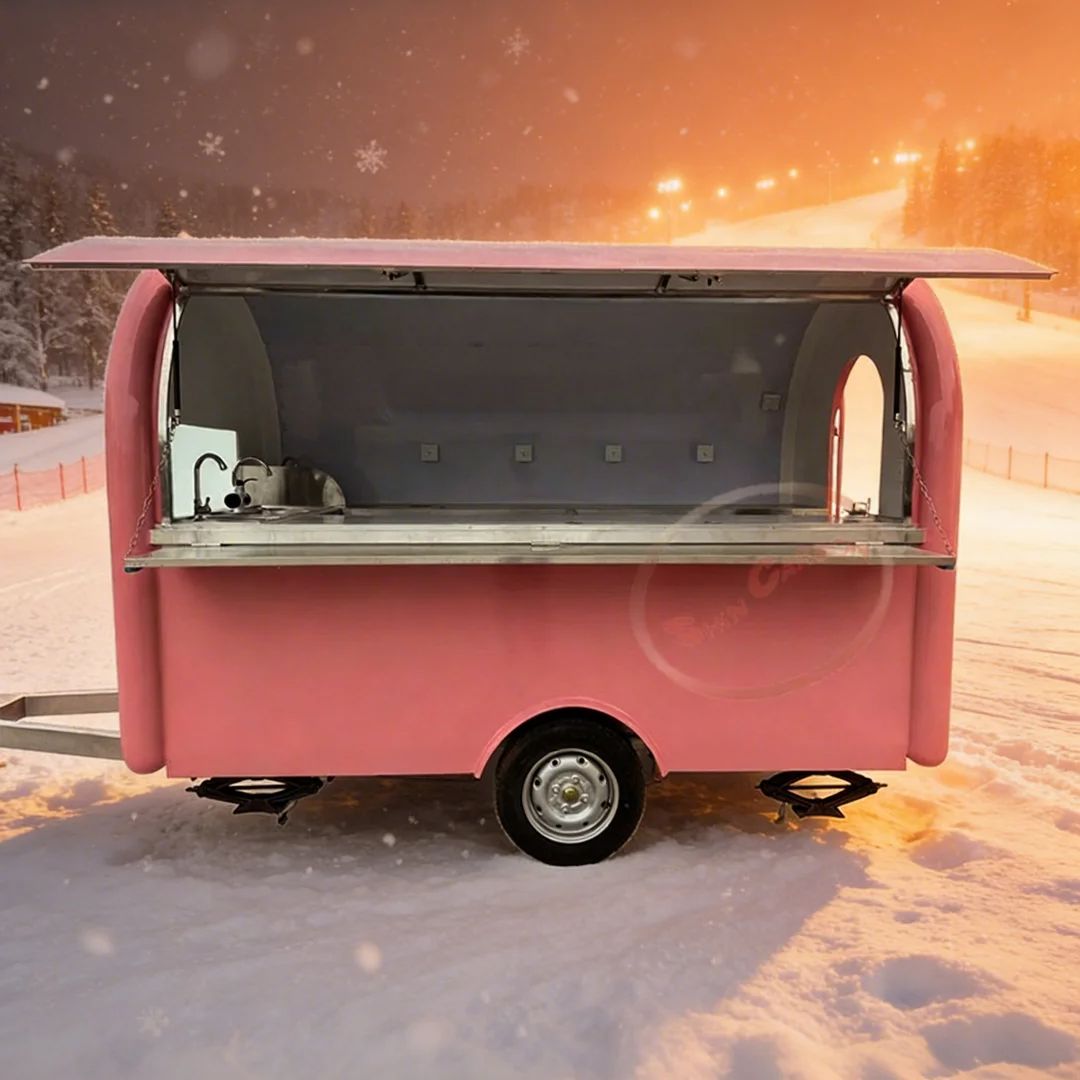 ピンクのグラスファイバー製フードトレーラー、業務用厨房機器、 - Commercial Kitchen Windows のレビューと価格