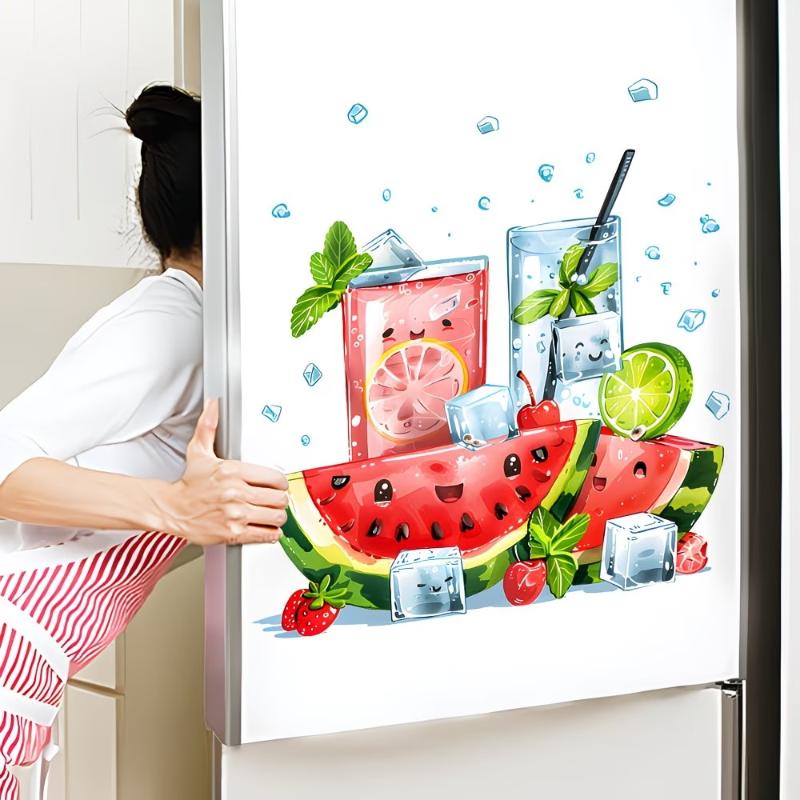 新しいクールな夏のスイカドリンクウォールステッカーキッチン冷 - Commercial Kitchen Fridge のレビューと価格