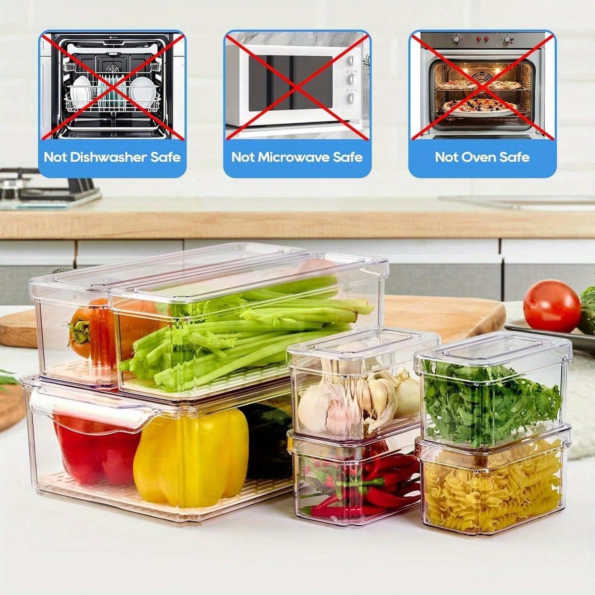 7個セットの積み重ね可能な冷蔵庫用オーガナイザービン、モダン - Commercial Kitchen Fridge のレビューと価格