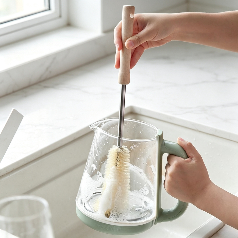 長い木製ハンドルのボトルブラシ、赤ちゃん用おしゃぶり洗浄ブラ - Commercial Kitchen Cleaning のレビューと価格