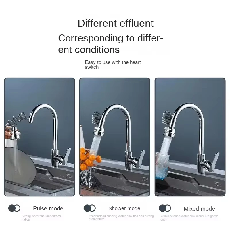 新しい3モードシンク蛇口360度回転フィルター延長チューブシ - Commercial Kitchen Tap のレビューと価格