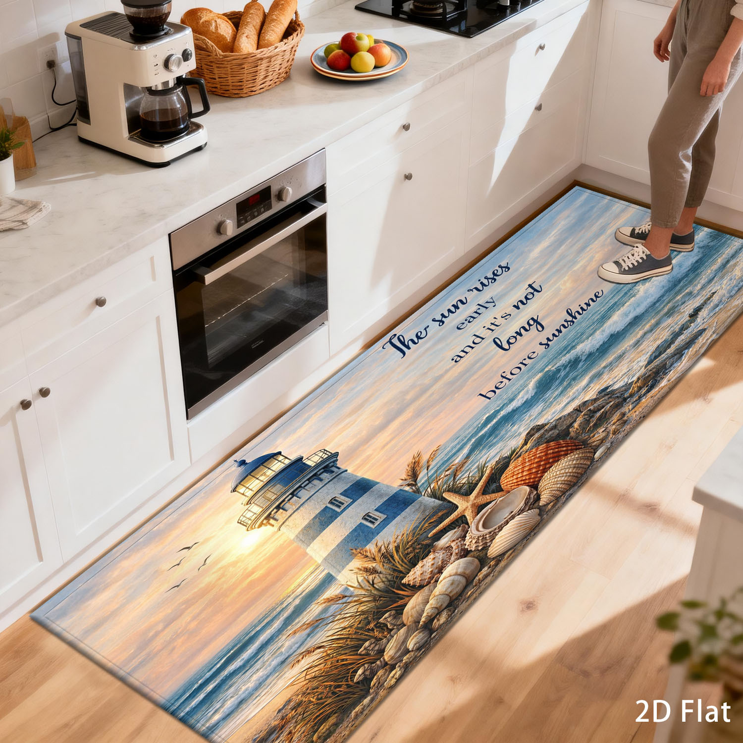 海岸灯台海景ランナーラグ オーシャンシェルズ インスピレーシ - Commercial Kitchen Quotes のレビューと価格