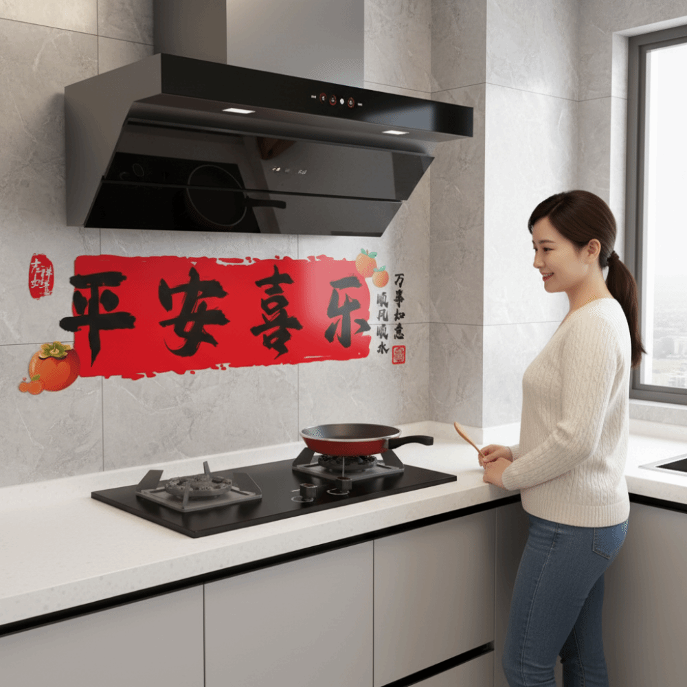 かわいい馬年耐油ステッカー防水漫画キッチン壁ステッカー祝福  - Commercial Kitchen Wall のレビューと価格